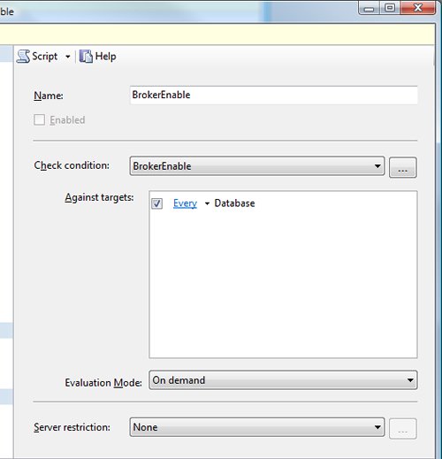 SQL Server Broker Enabled Policy.