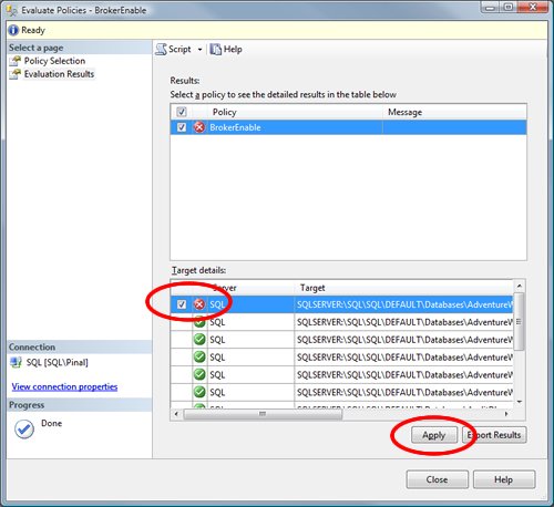 Evaluate Policies - Broker/Enable.