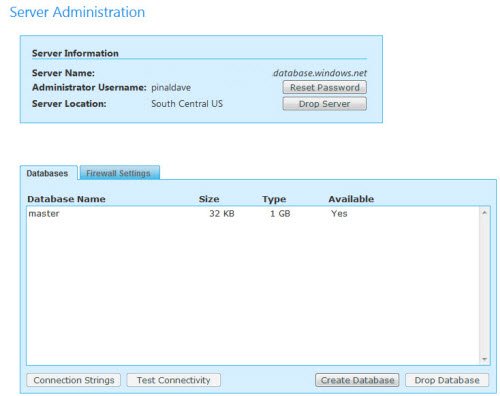 Database firewall settings.
