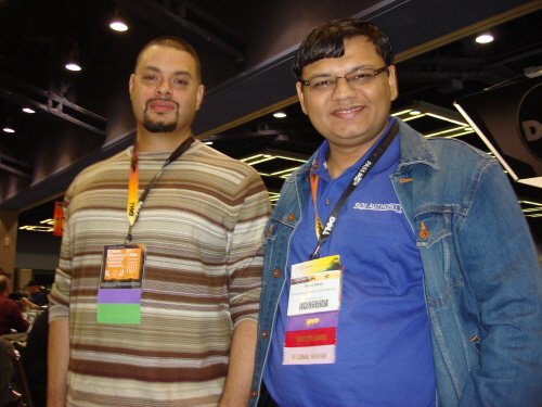 Two men at a technical conference.