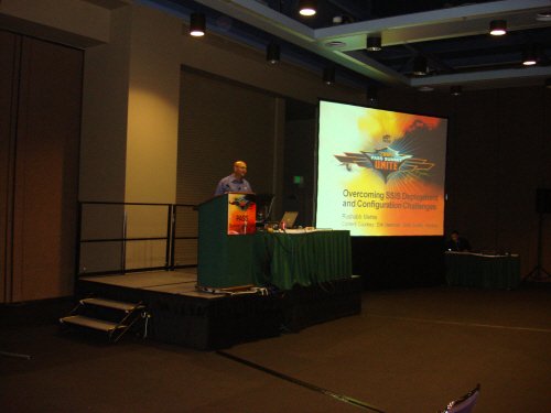 Man presenting at SQL PASS Summit.