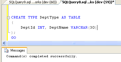 Example of executing a query in sql server.
