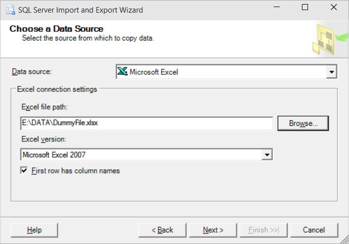 Choose a data source dialog.