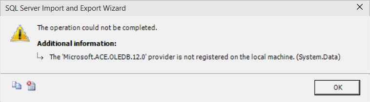 SQL Server Export Wizard Error.