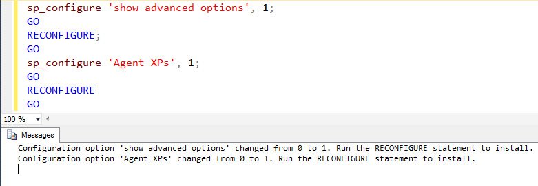 Sql server agent xp settings.