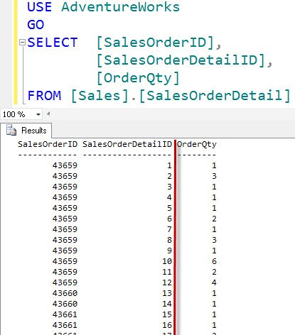 SSMS Results Window.