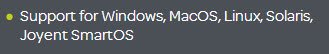 Support for various operating systems and SmartOS.