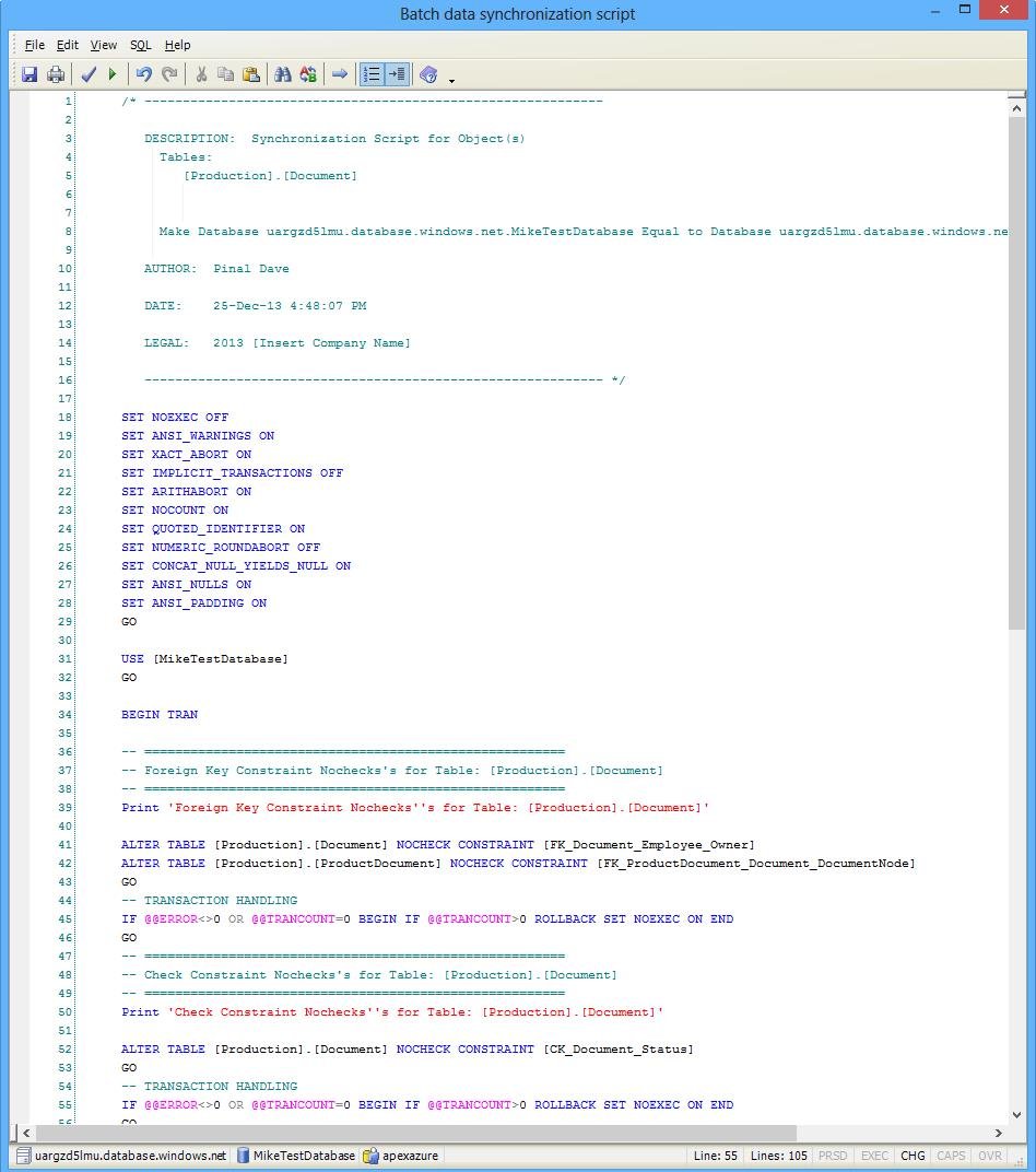 Batch data synchronization script.
