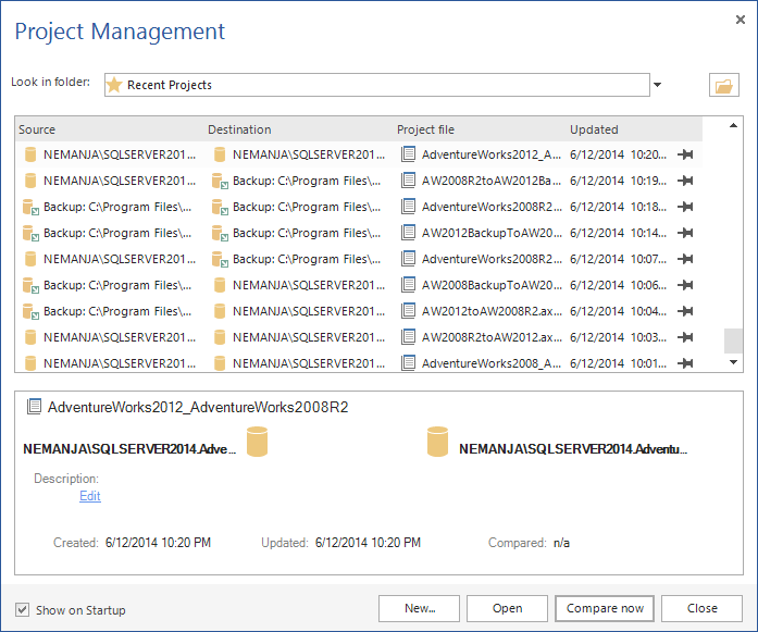 SQL Server Data Compare Tool window.
