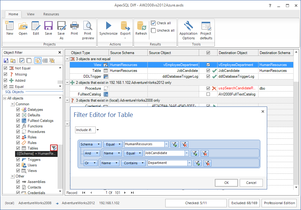 SQL server schema compare tool.