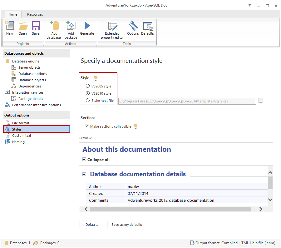 SQL Server' documentation tool.