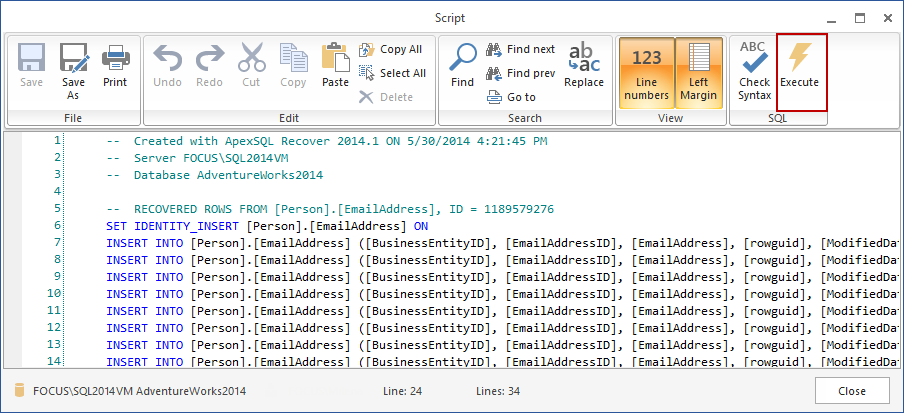 Execute SQL Query.