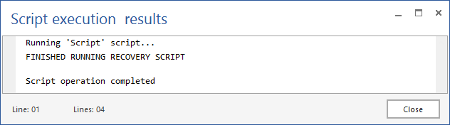 Script execution results.