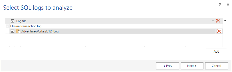 Select sql logs to analyze.