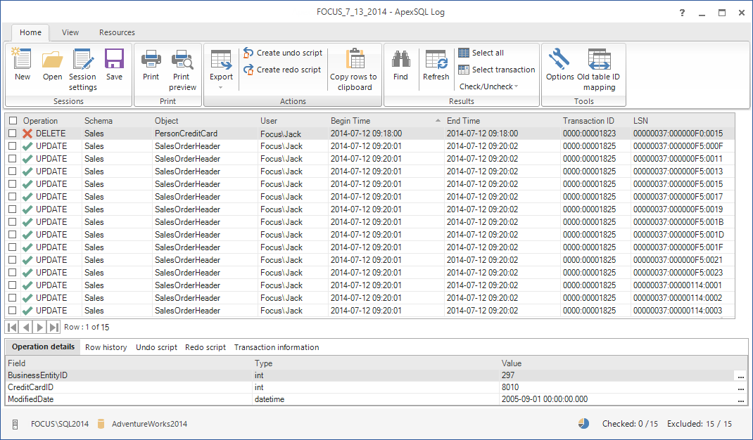 Rollback SQL Server Database Changes.