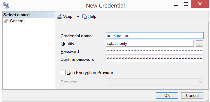 New credential tool window.