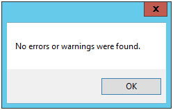 Dialog box indicating no errors.