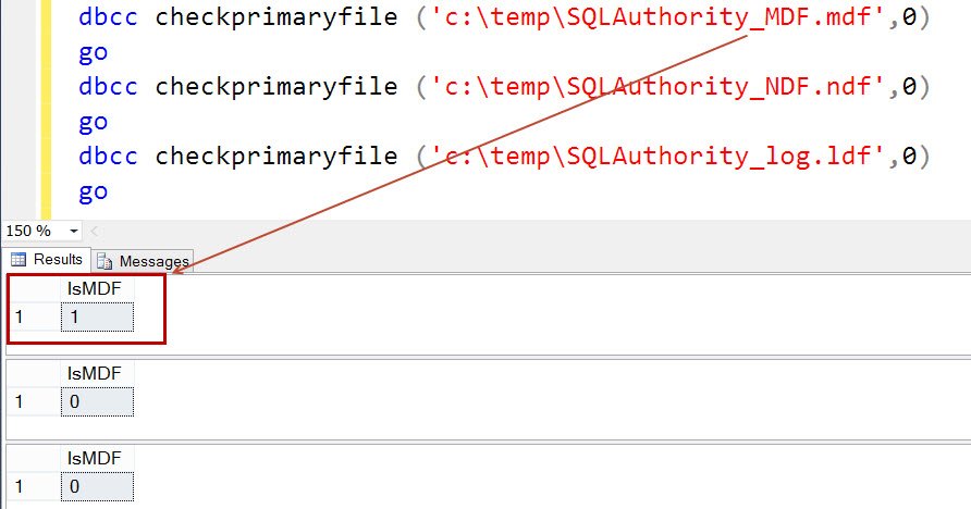 SQL SERVER - FIX - Error: One or more files do not match the primary file of the database.