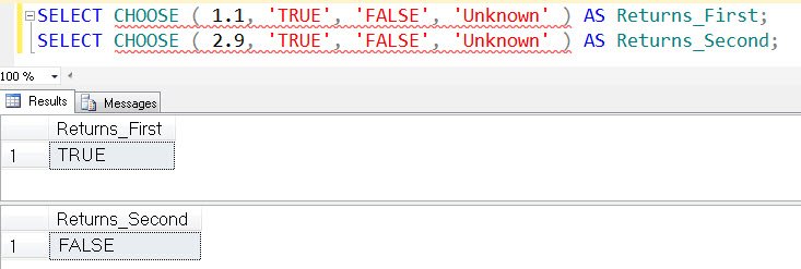 SQL server query results window.