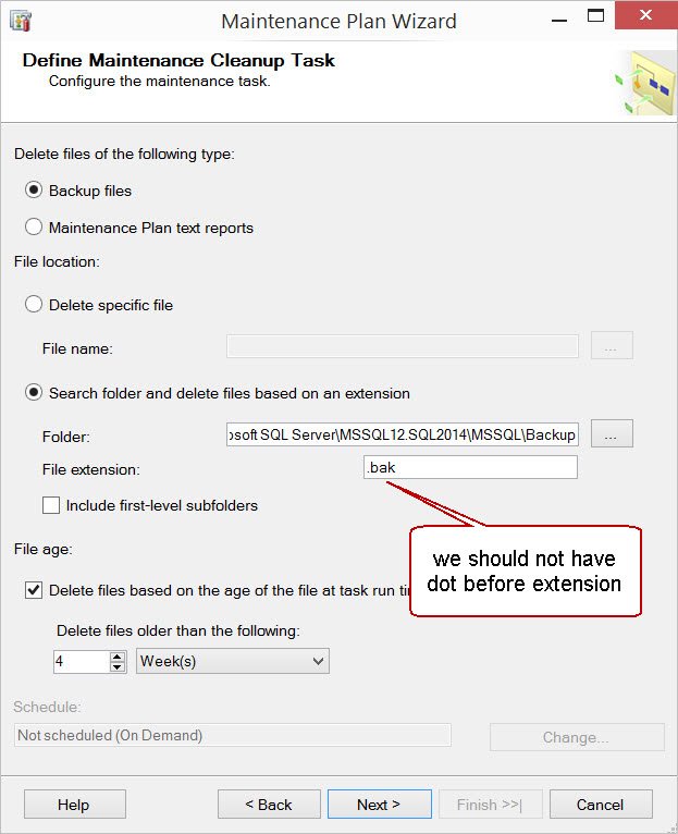 Define Maintenance Task in Maintenance Plan Wizard.