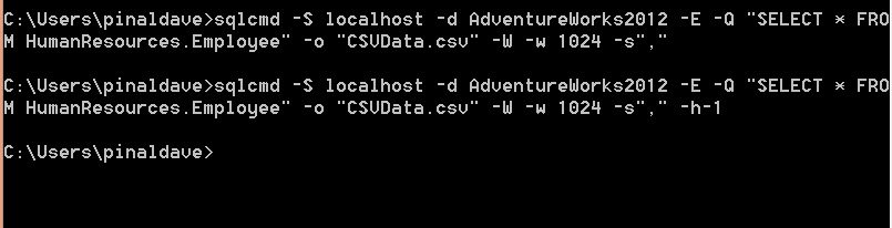 Exporting CSV data in SQLCMD.