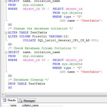 Database column collation.