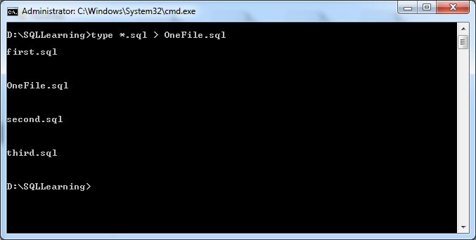 SQL Server Management Studio Command Prompt Window.