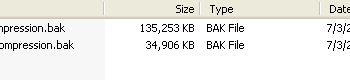 A screenshot of a list of BAK files in a Windows File Explorer window.