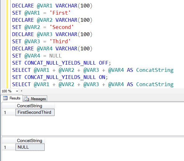 Select, concat null yields null.