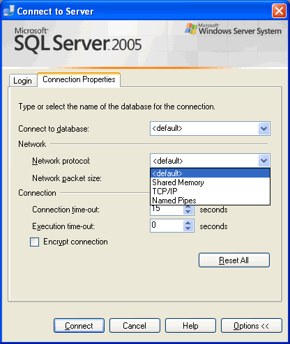 Connection Properties window.