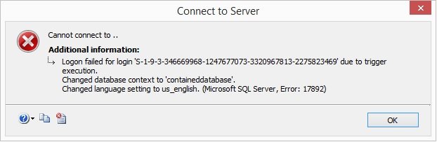 Error dialog showing SQL Server connection failure.