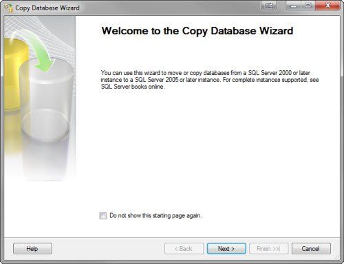 Copy Database Wizard Welcome Screen.