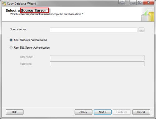 Select a Source Server.