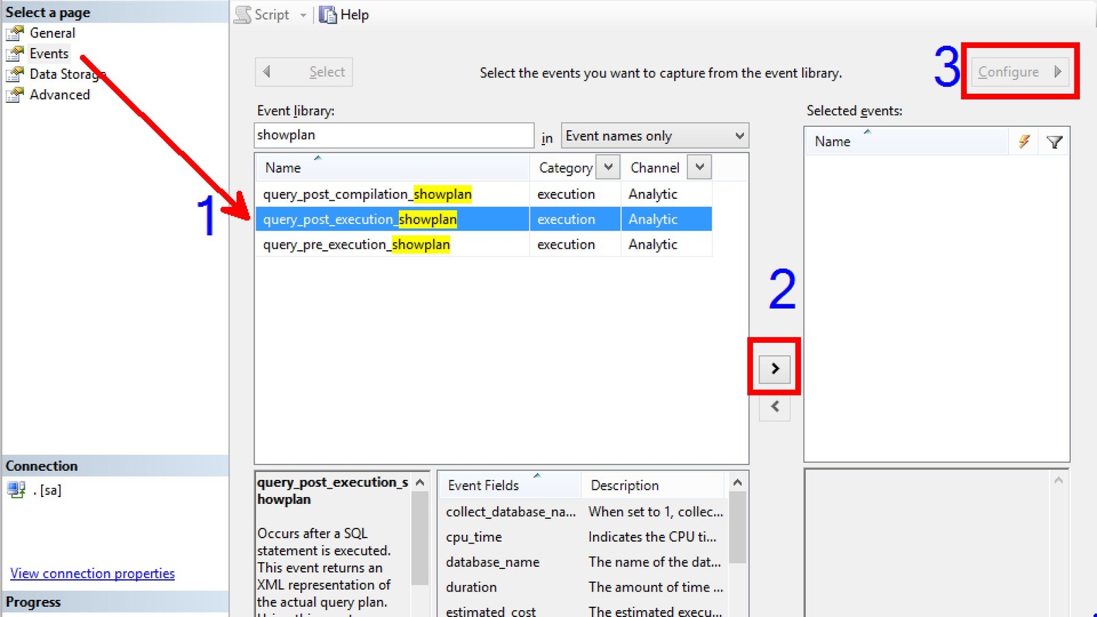 Event view window.