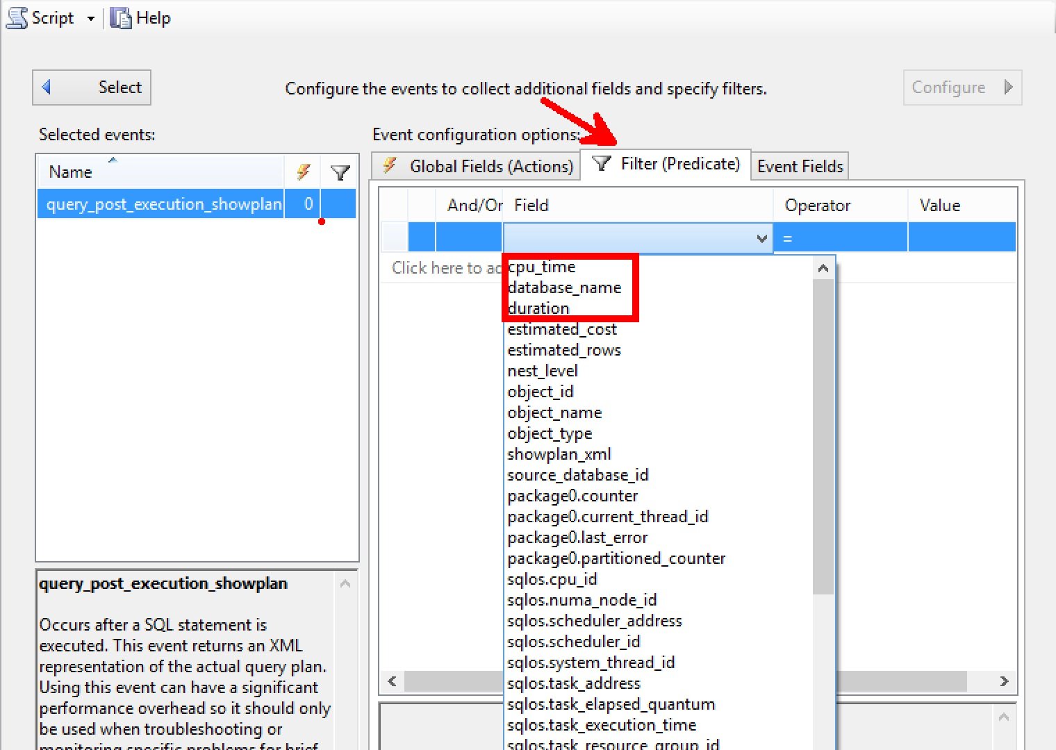 Click here to add database_name duration.