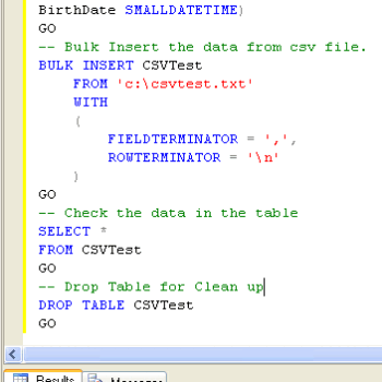 SQL Server Bulk Import Tool Window.