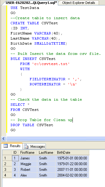 SQL Server Bulk Import Tool Window.