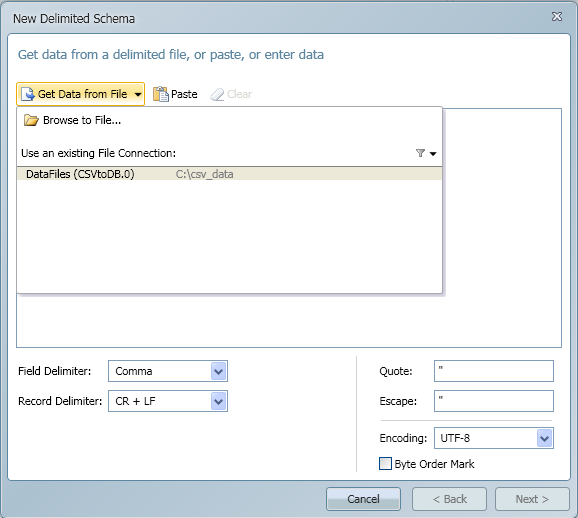 Paste data from a csv file.
