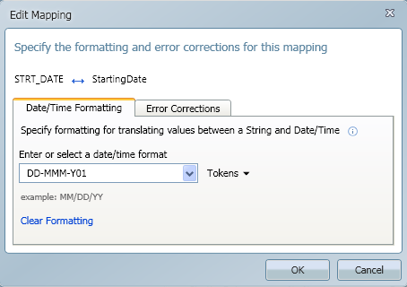 Database time setting for error correction.