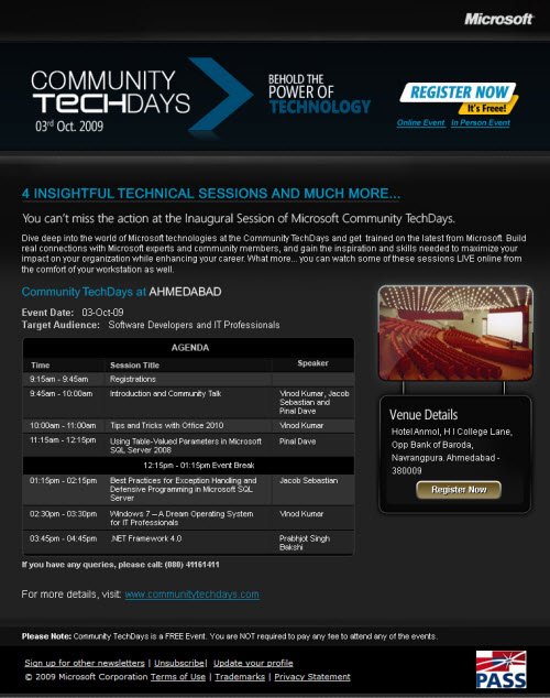 TechDays Event Info.