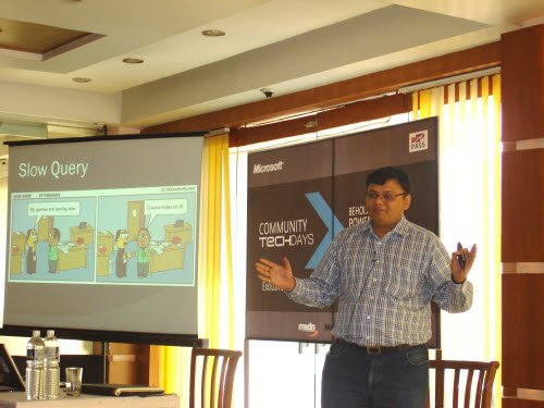 Man presenting at Microsoft Community TechDays conference.