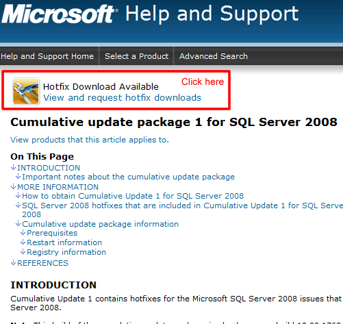 Cumulative update package information.