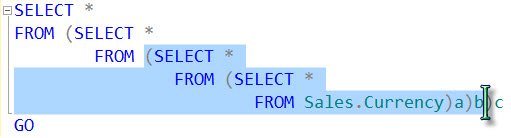 SQL select query window in visual studio.