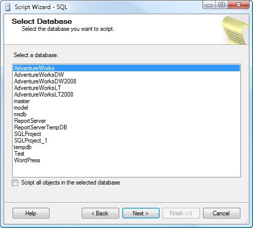 Select Database.
