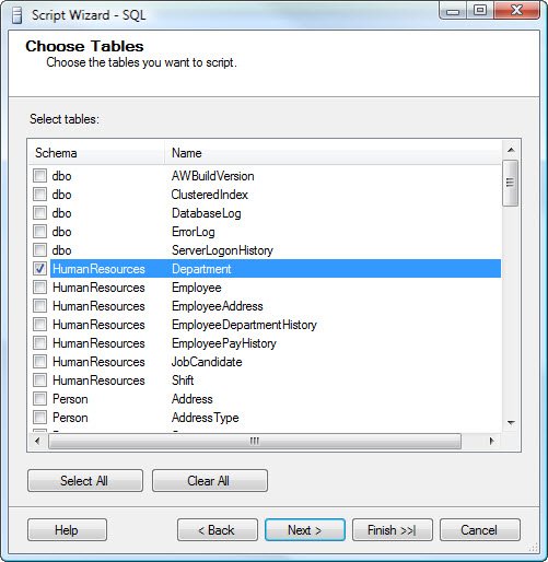 Choose Tables.
