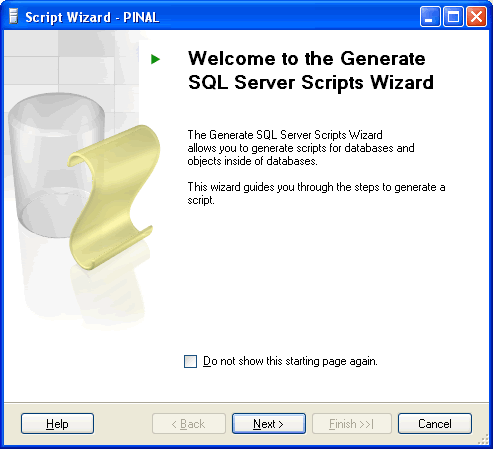 Generate SQL Scripts Wizard.