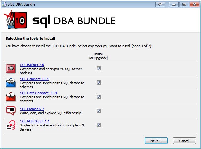 A SQL Server DBA tool window.