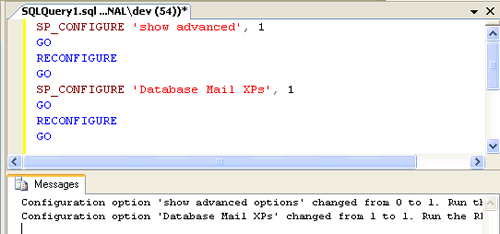 SQL Server query window.