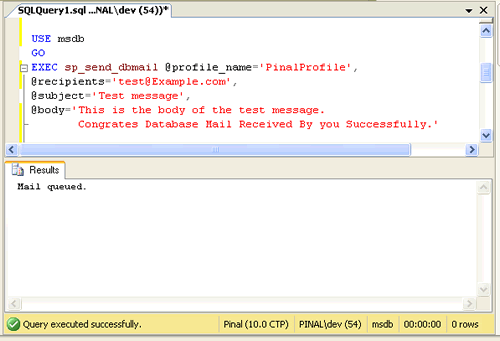 SQL Server query window.