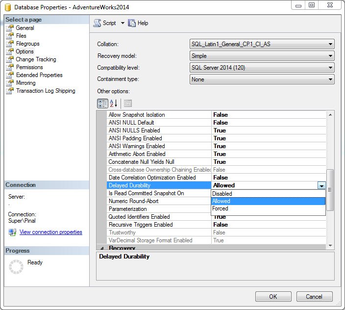 Database Recovery Settings.